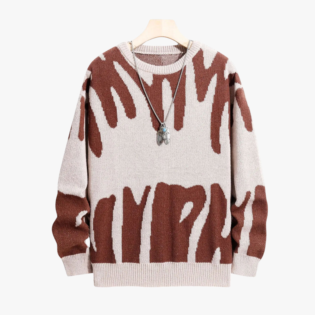 Miles & Luna Sweater – Graphic knit sweater with crewneck design for men