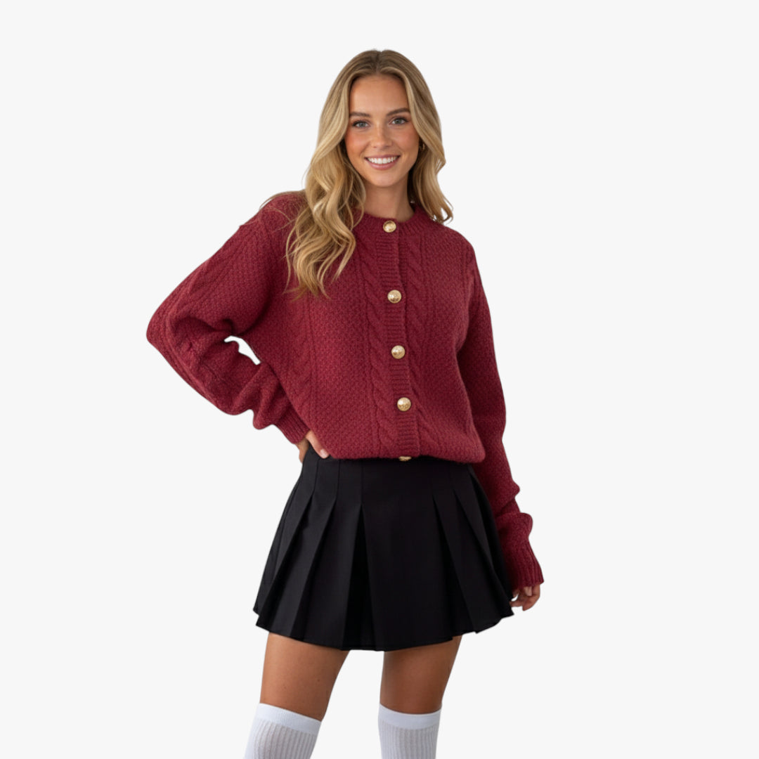 Miles & Luna Sweater – Knitted cardigan with pearl buttons for women