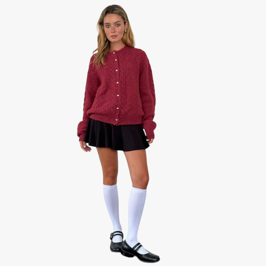 Miles & Luna Sweater – Knitted cardigan with pearl buttons for women