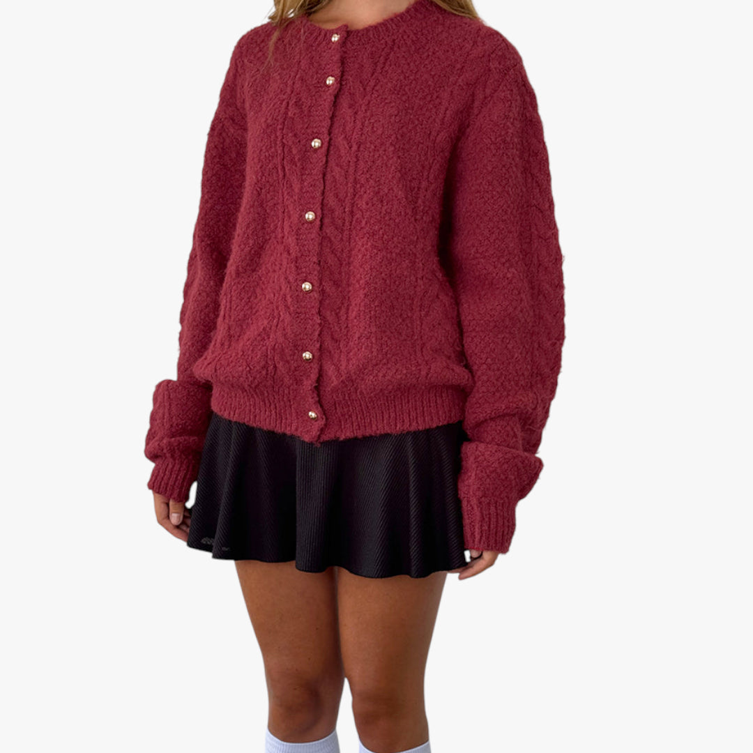 Miles & Luna Sweater – Knitted cardigan with pearl buttons for women