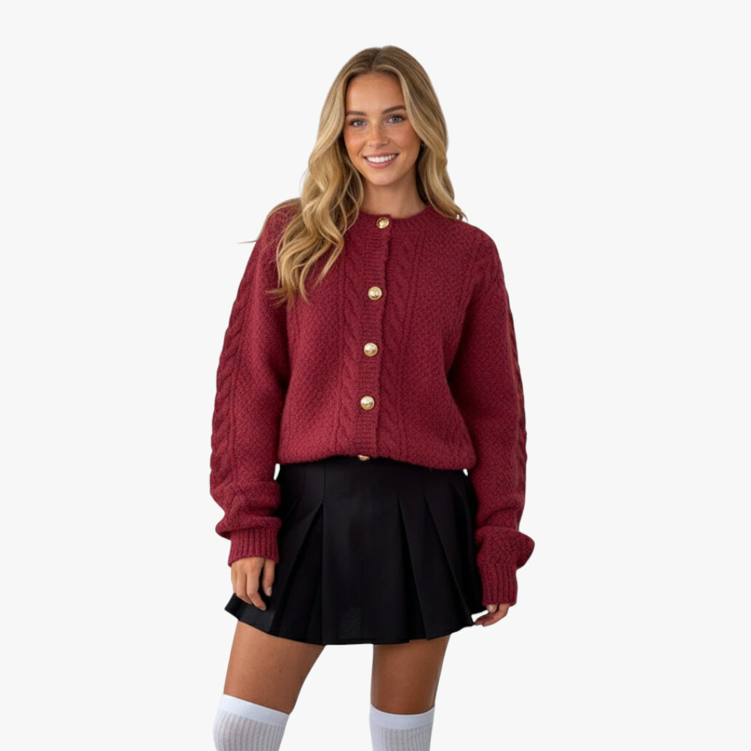 Miles & Luna Sweater – Knitted cardigan with pearl buttons for women