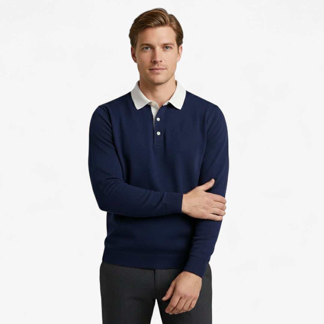 Miles & Luna Sweater - Long-sleeve cotton polo sweater for casual wear for men