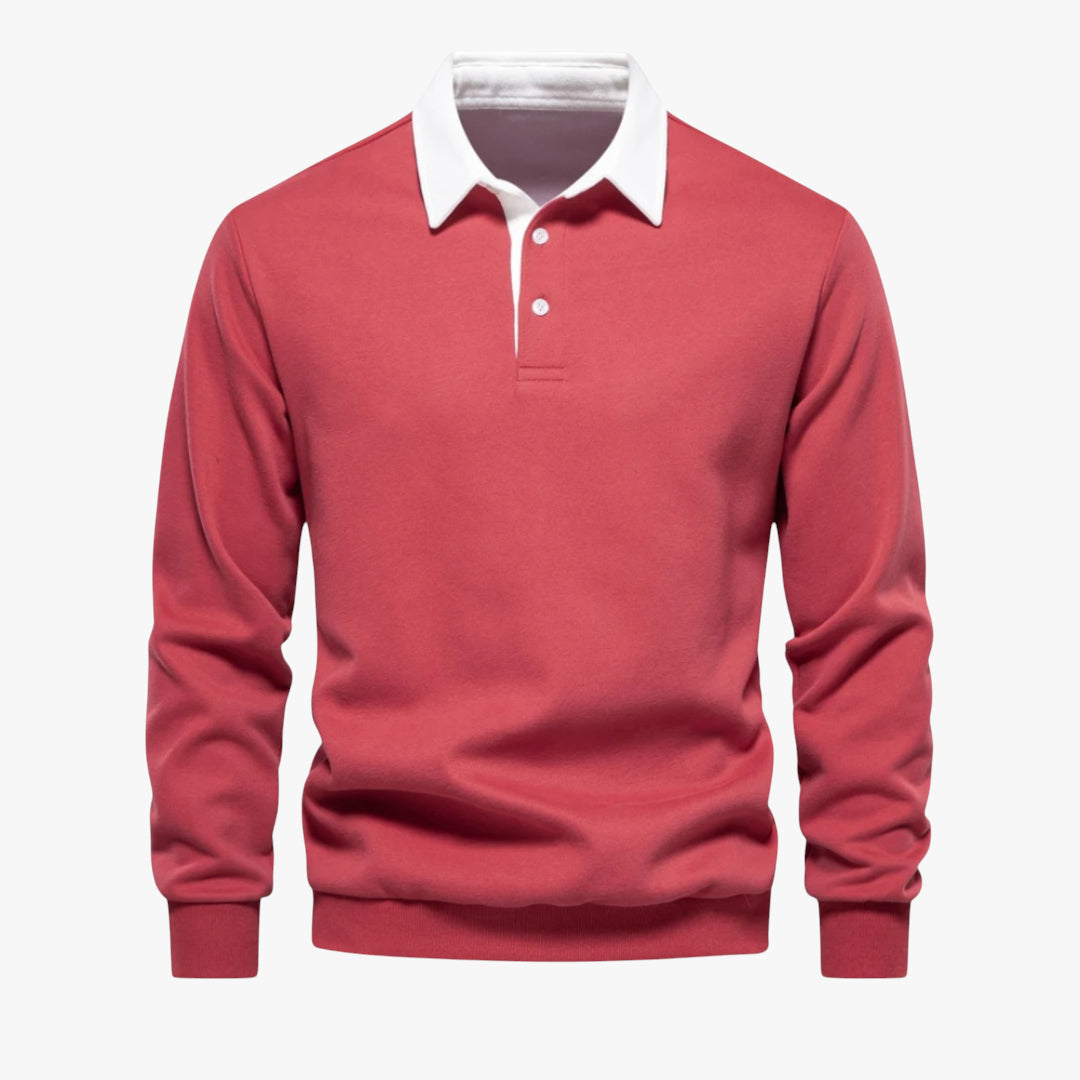 Miles & Luna Sweater - Long-sleeve cotton polo sweater for casual wear for men
