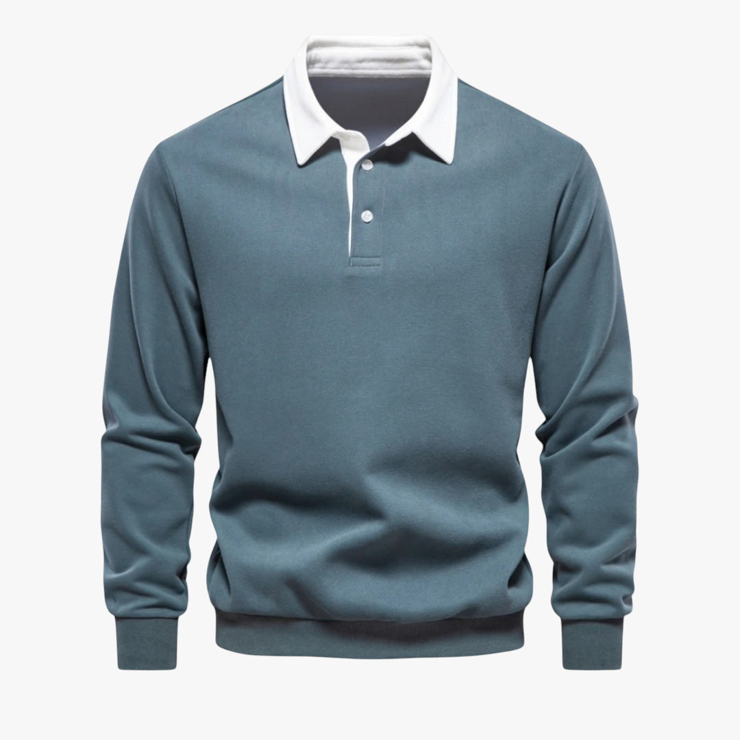 Miles & Luna Sweater - Long-sleeve cotton polo sweater for casual wear for men