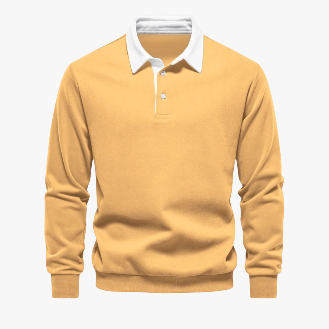Miles & Luna Sweater - Long-sleeve cotton polo sweater for casual wear for men