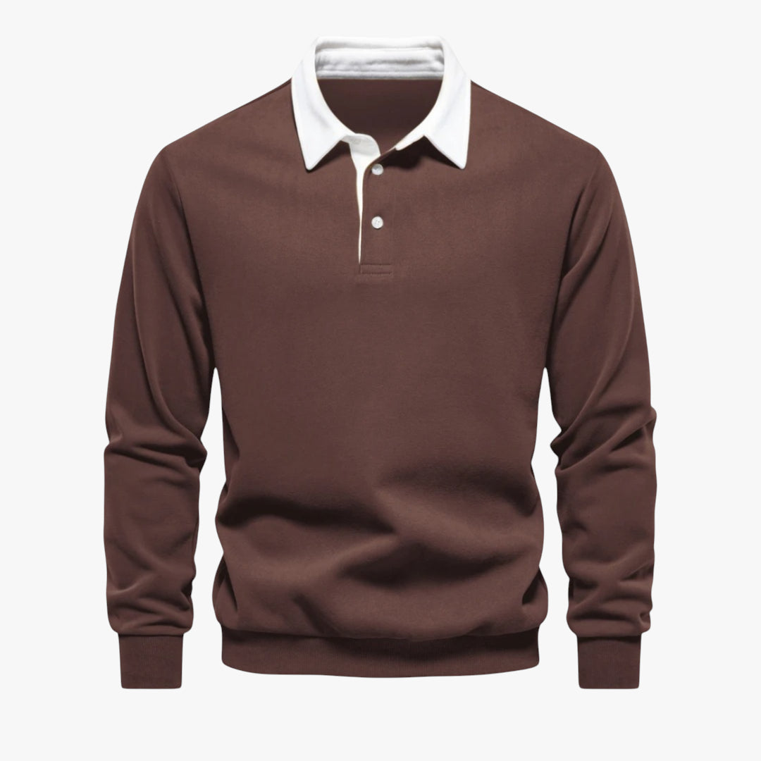 Miles & Luna Sweater - Long-sleeve cotton polo sweater for casual wear for men