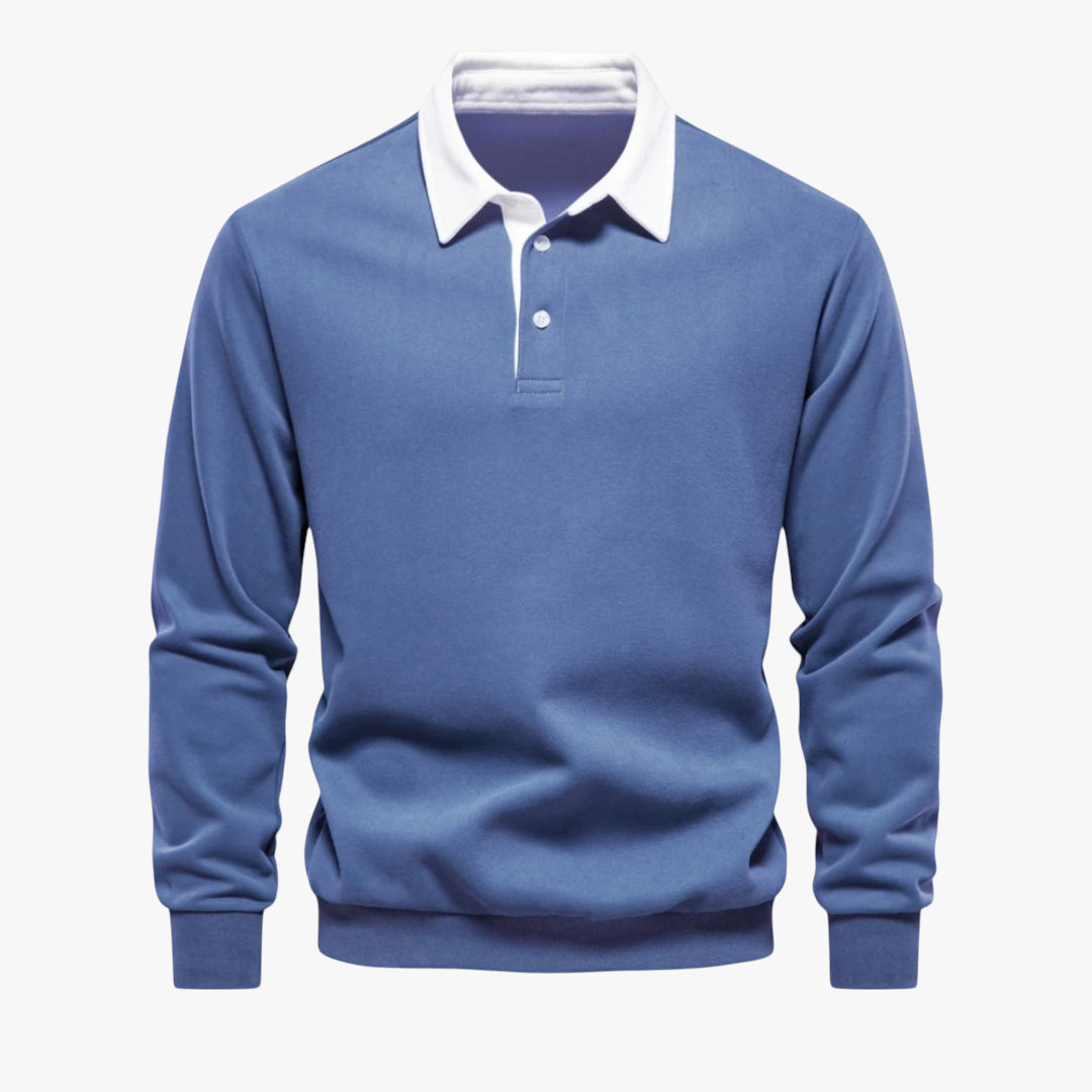 Miles & Luna Sweater - Long-sleeve cotton polo sweater for casual wear for men