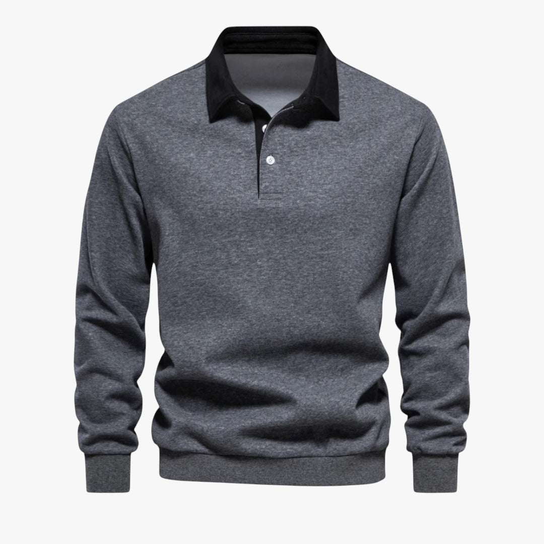 Miles & Luna Sweater - Long-sleeve cotton polo sweater for casual wear for men