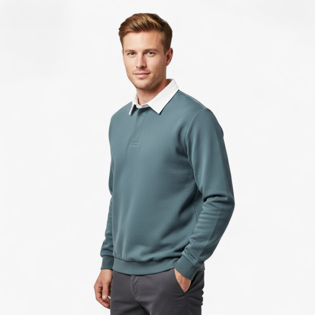 Miles & Luna Sweater - Long-sleeve cotton polo sweater for casual wear for men