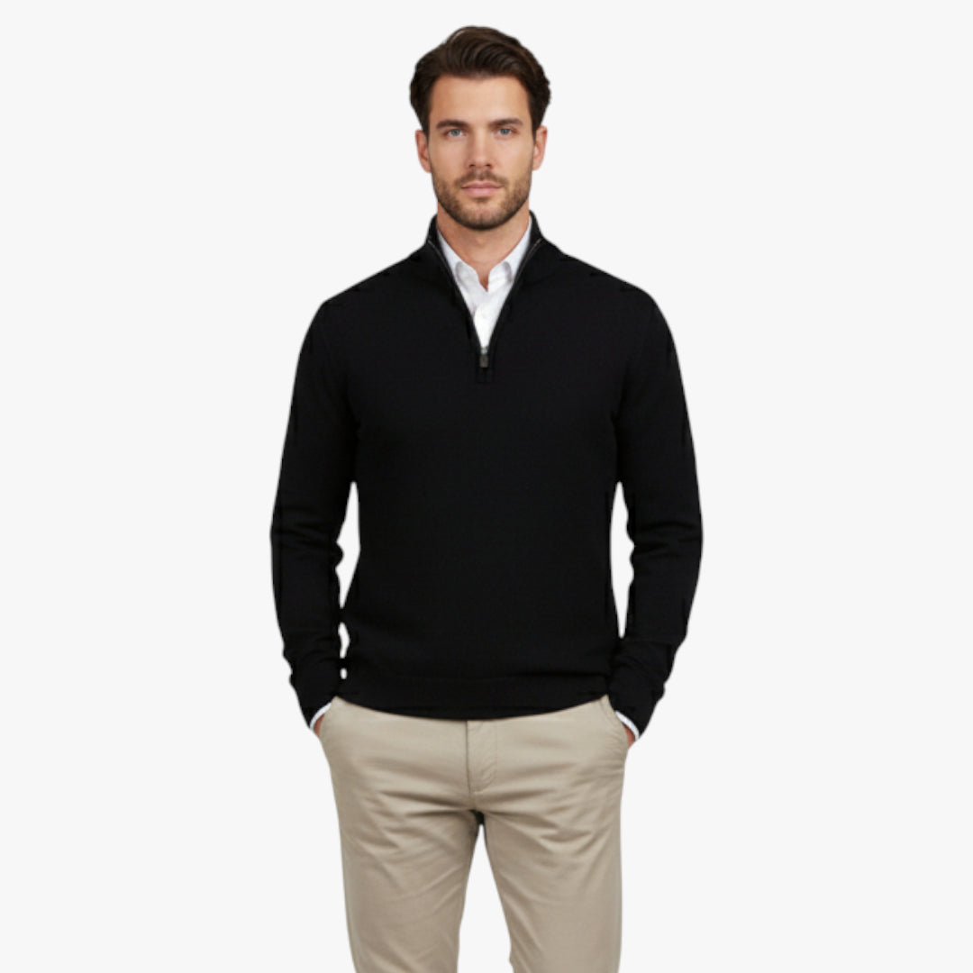 Miles & Luna Sweater – Quarter-zip cotton sweater with slim fit for men