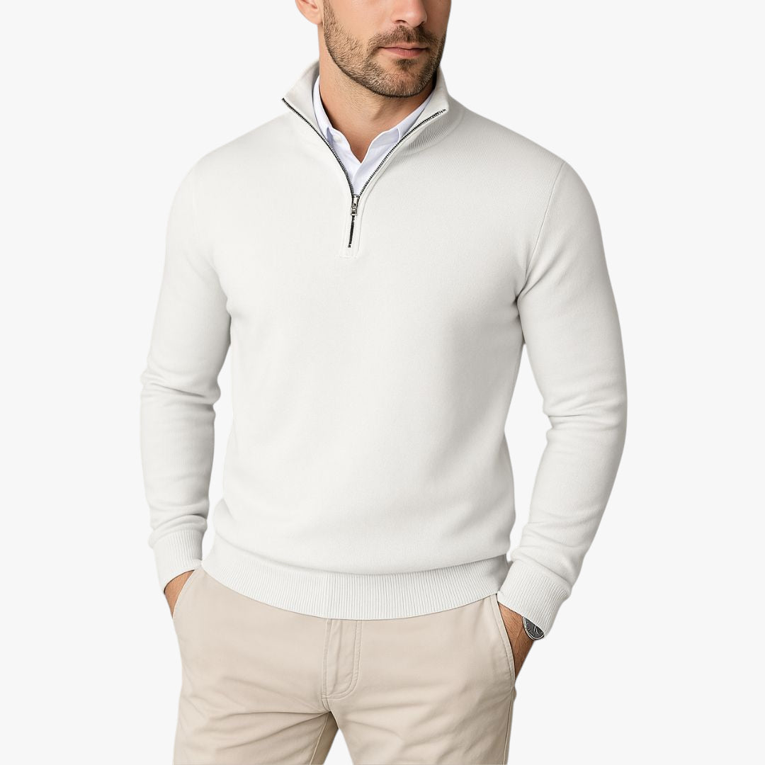 Miles & Luna Sweater – Quarter-zip cotton sweater with slim fit for men