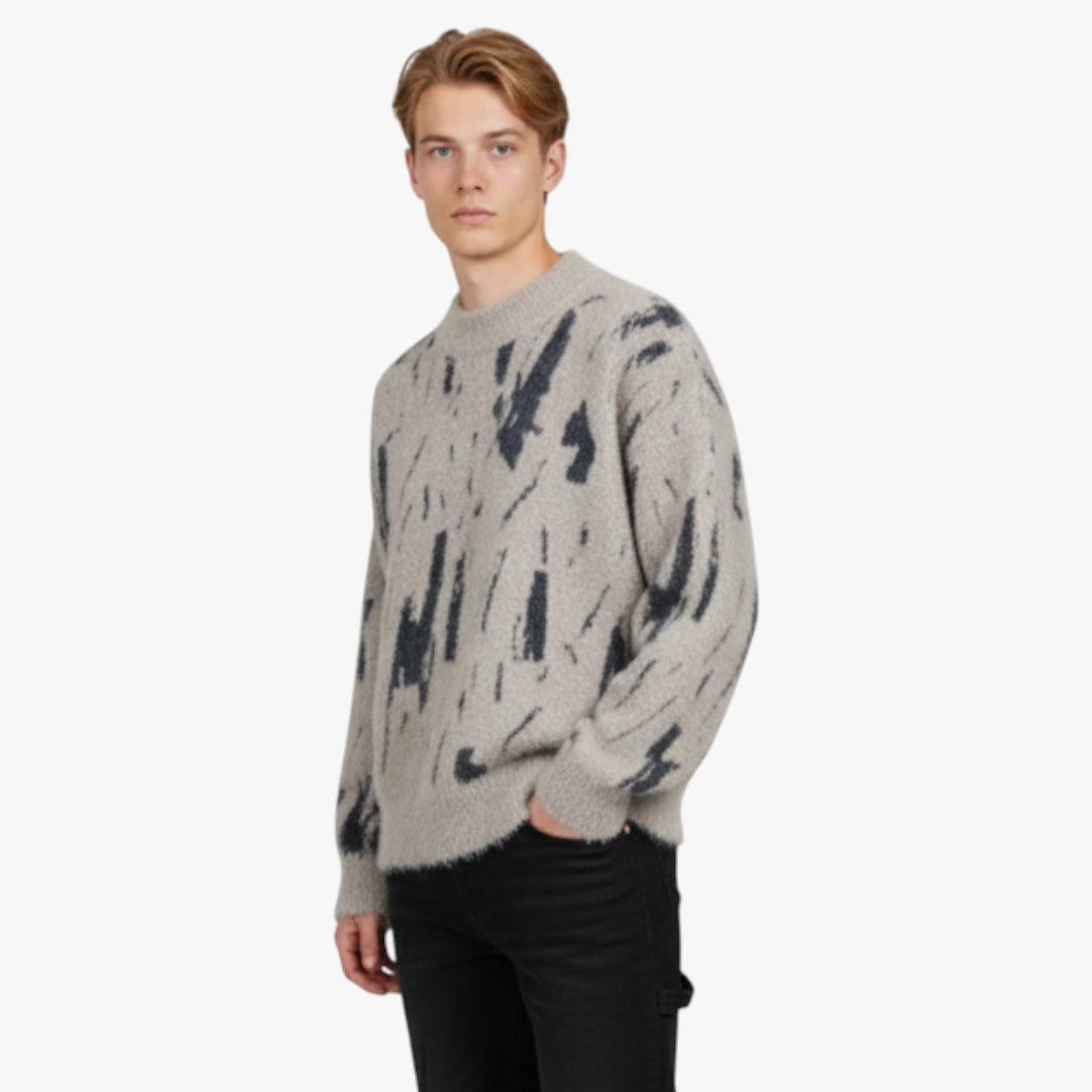 Miles & Luna Sweater – Soft fuzzy knit sweater with casual fit for men