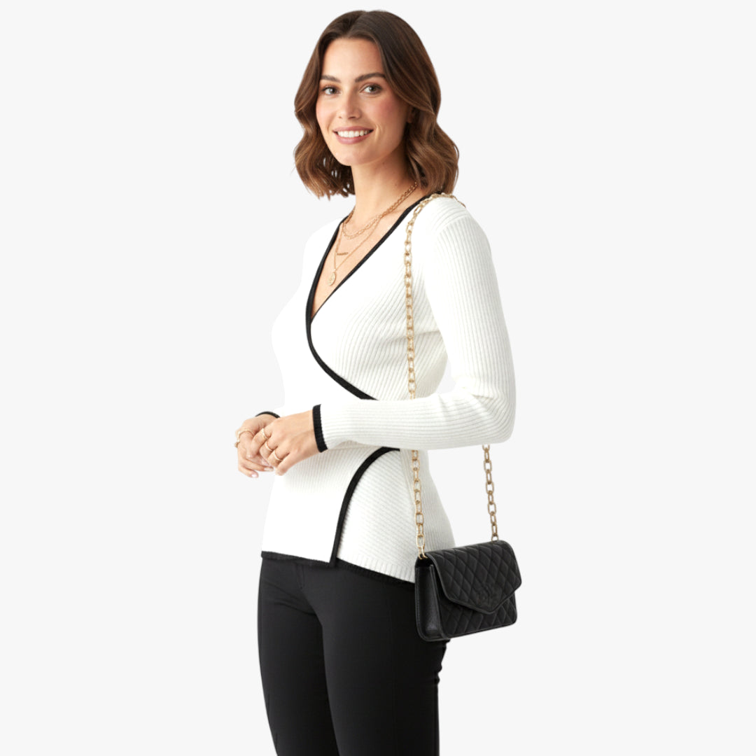 Miles & Luna Sweater V-neck knit with Elegant Detail for Women