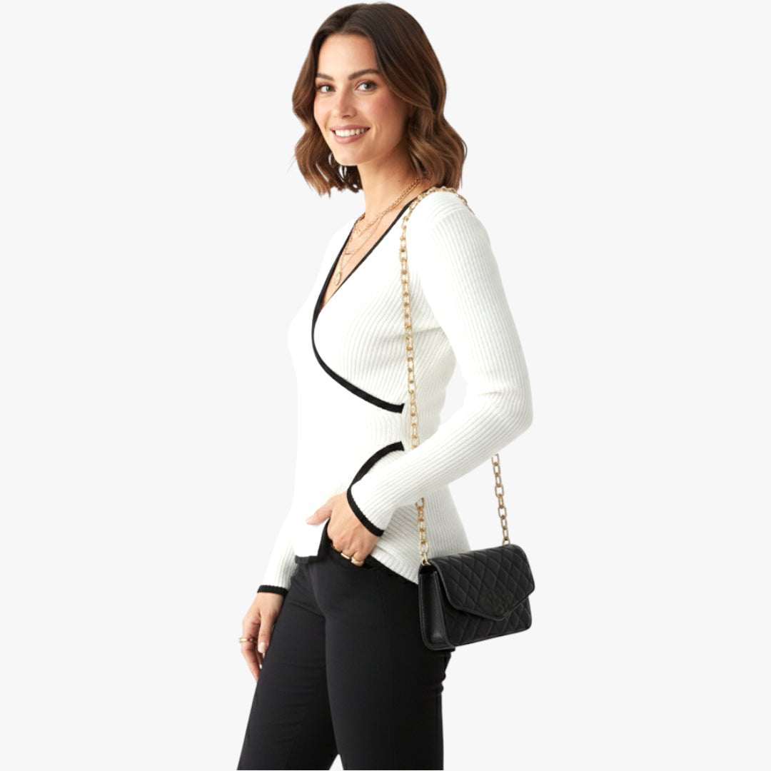 Miles & Luna Sweater V-neck knit with Elegant Detail for Women