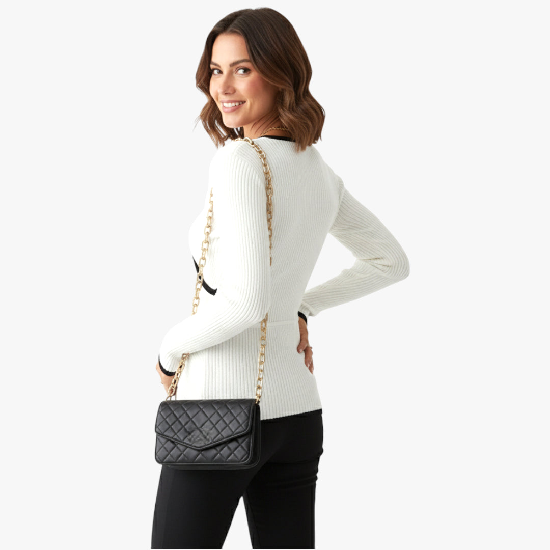 Miles & Luna Sweater V-neck knit with Elegant Detail for Women