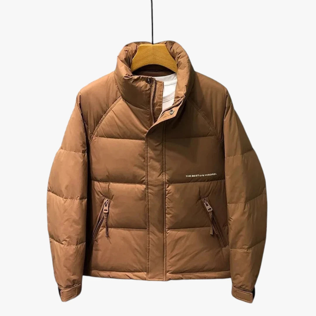 Miles & Luna Thick Padded Jacket with Side Zip Pockets and Relaxed Fit for Men