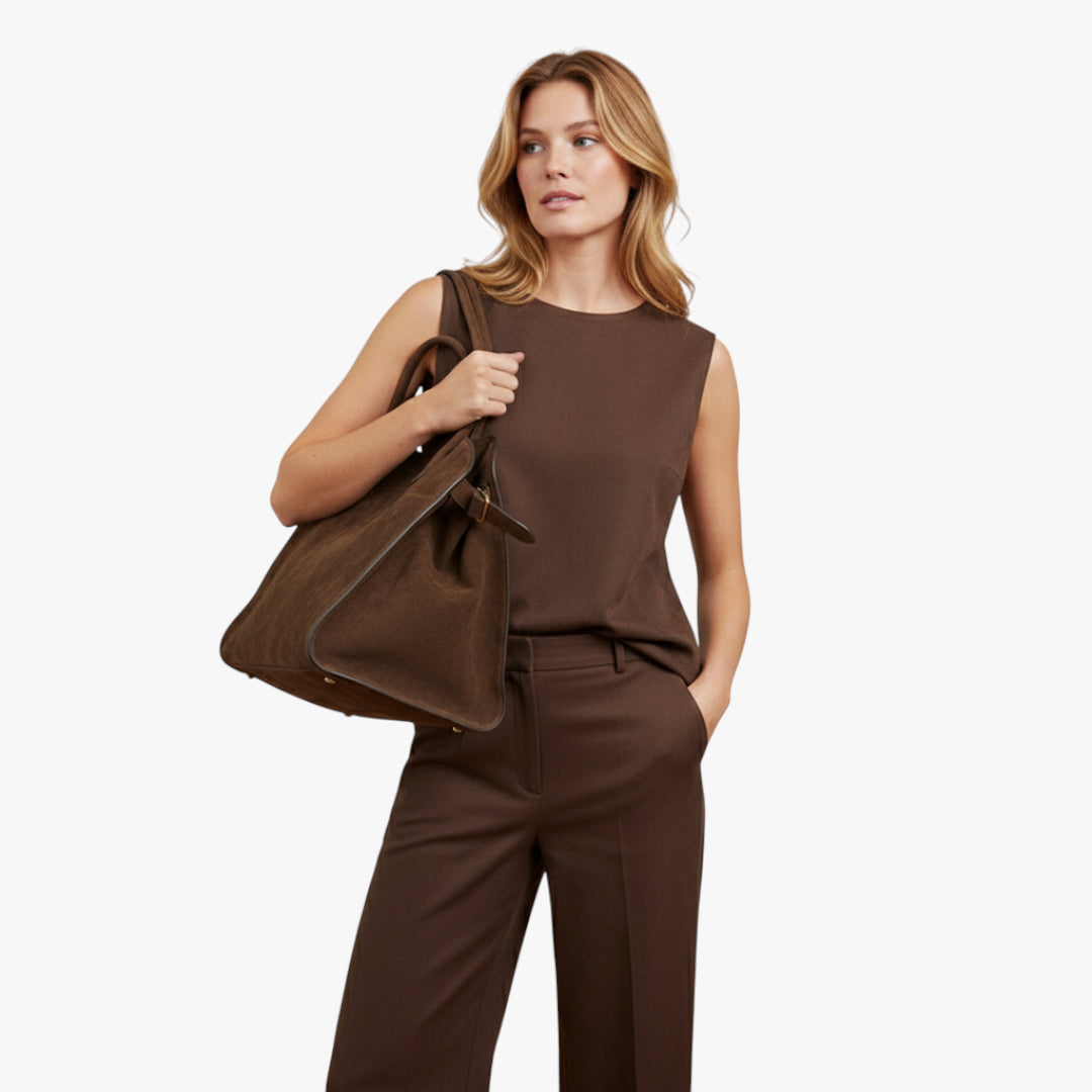 Miles & Luna Tote Bag - Suede leather tote bag with spacious design for women