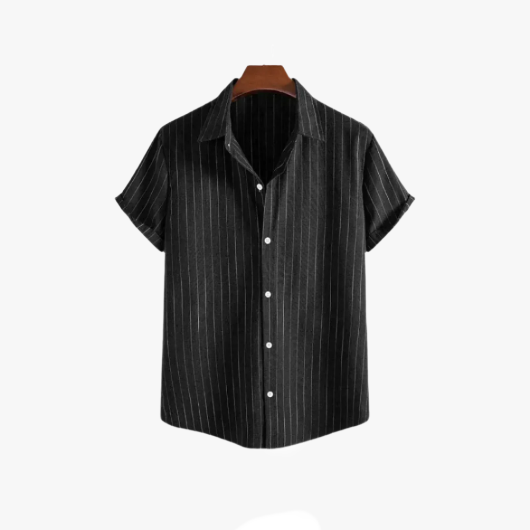 Miles & Luna | Trendy Men's Striped Short-Sleeve Shirt – Casual Cotton Button-Up