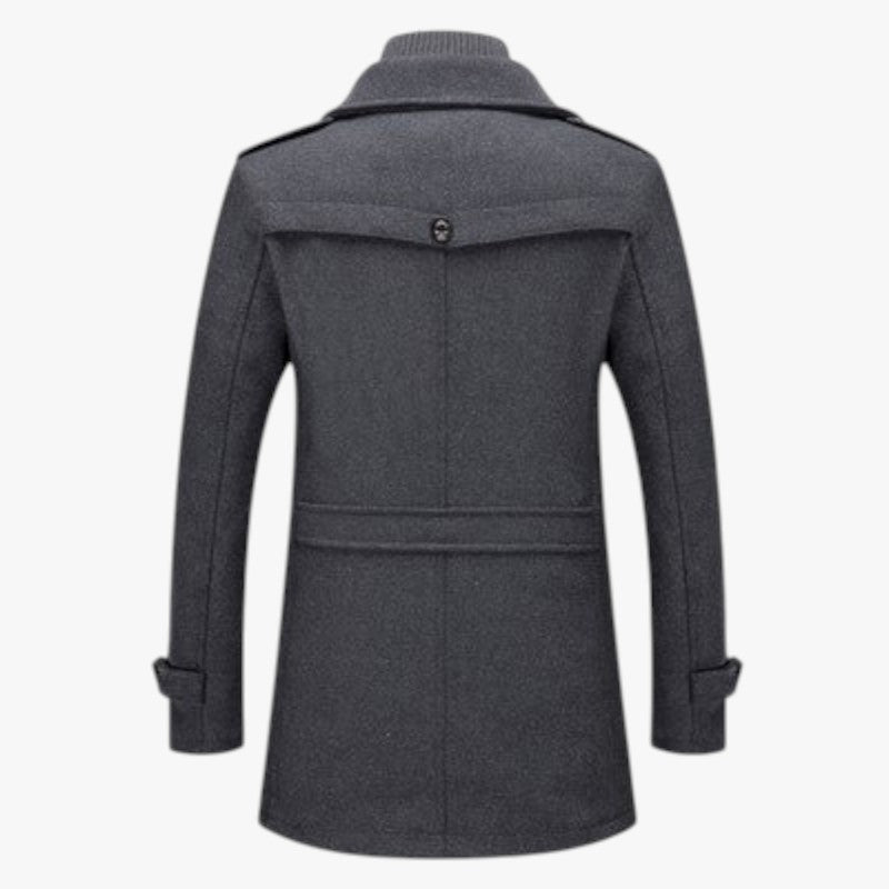 Miles & Luna Turtleneck Mid-Length Wool Coat for Men