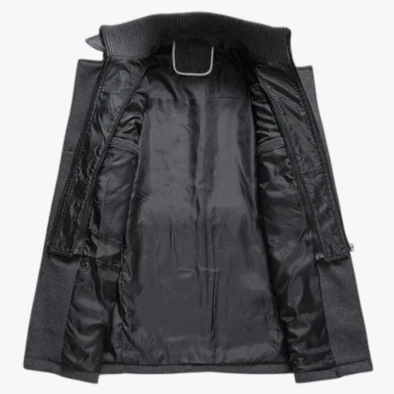 Miles & Luna Turtleneck Mid-Length Wool Coat for Men