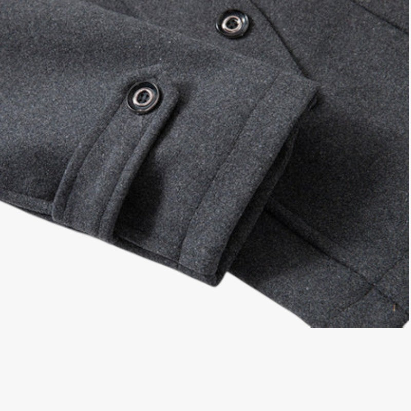 Miles & Luna Turtleneck Mid-Length Wool Coat for Men