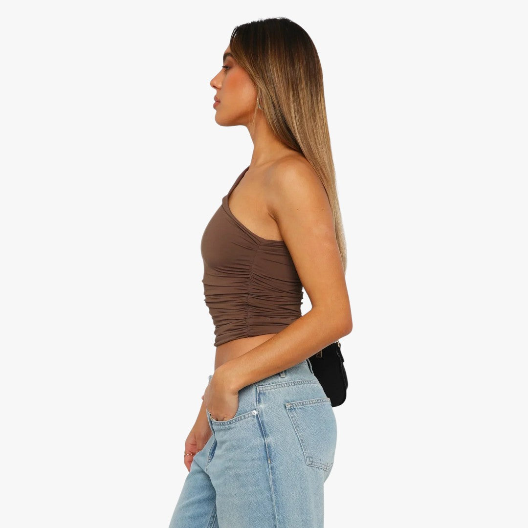 Miles & Luna Twisted One-Shoulder Top