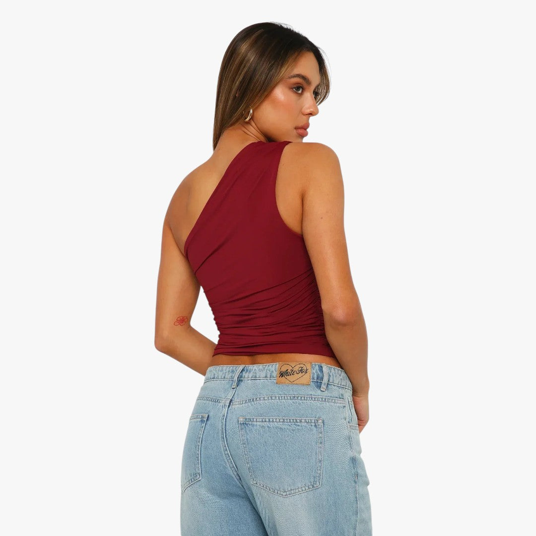 Miles & Luna Twisted One-Shoulder Top