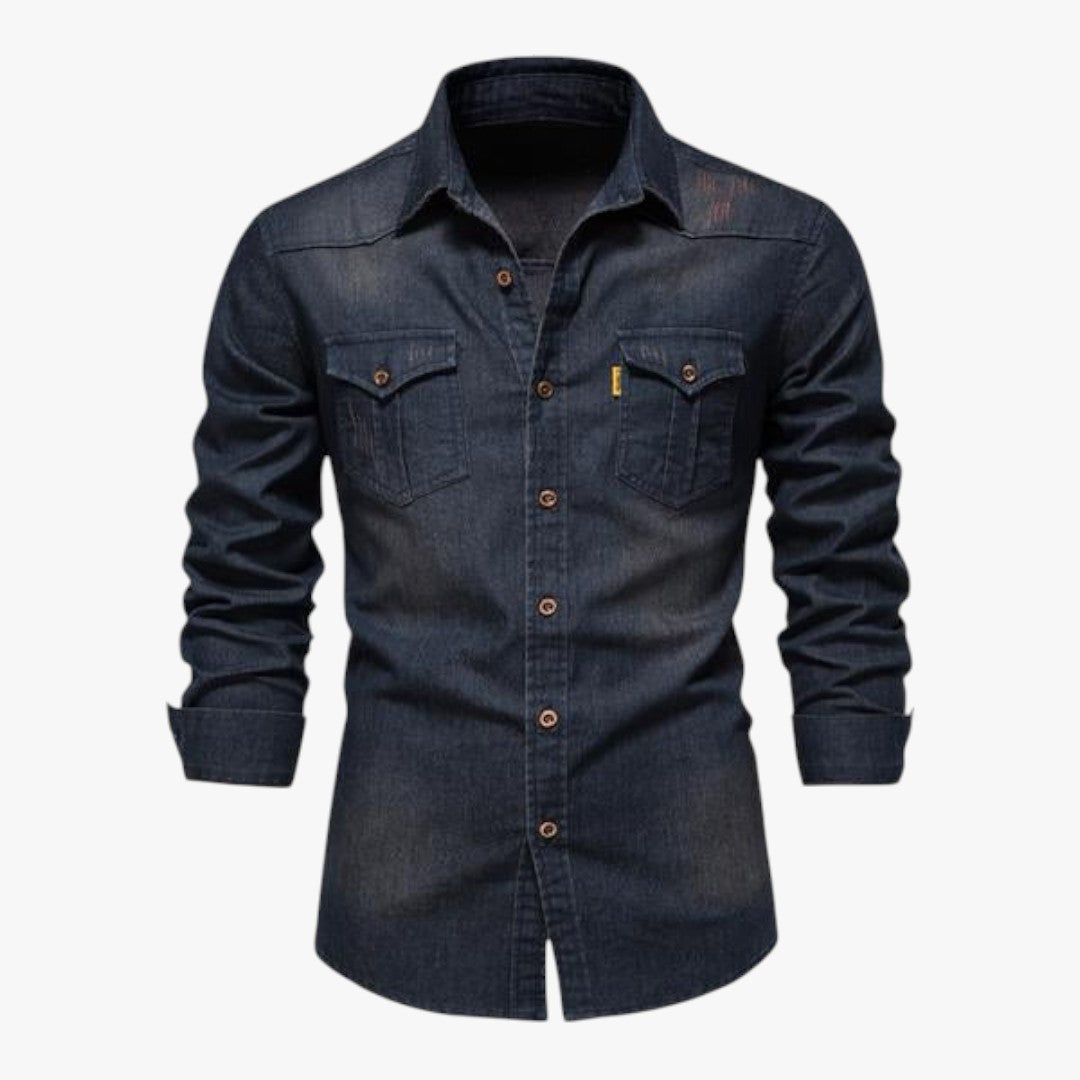 Miles & Luna Vintage Denim Blouse Shirt for Men