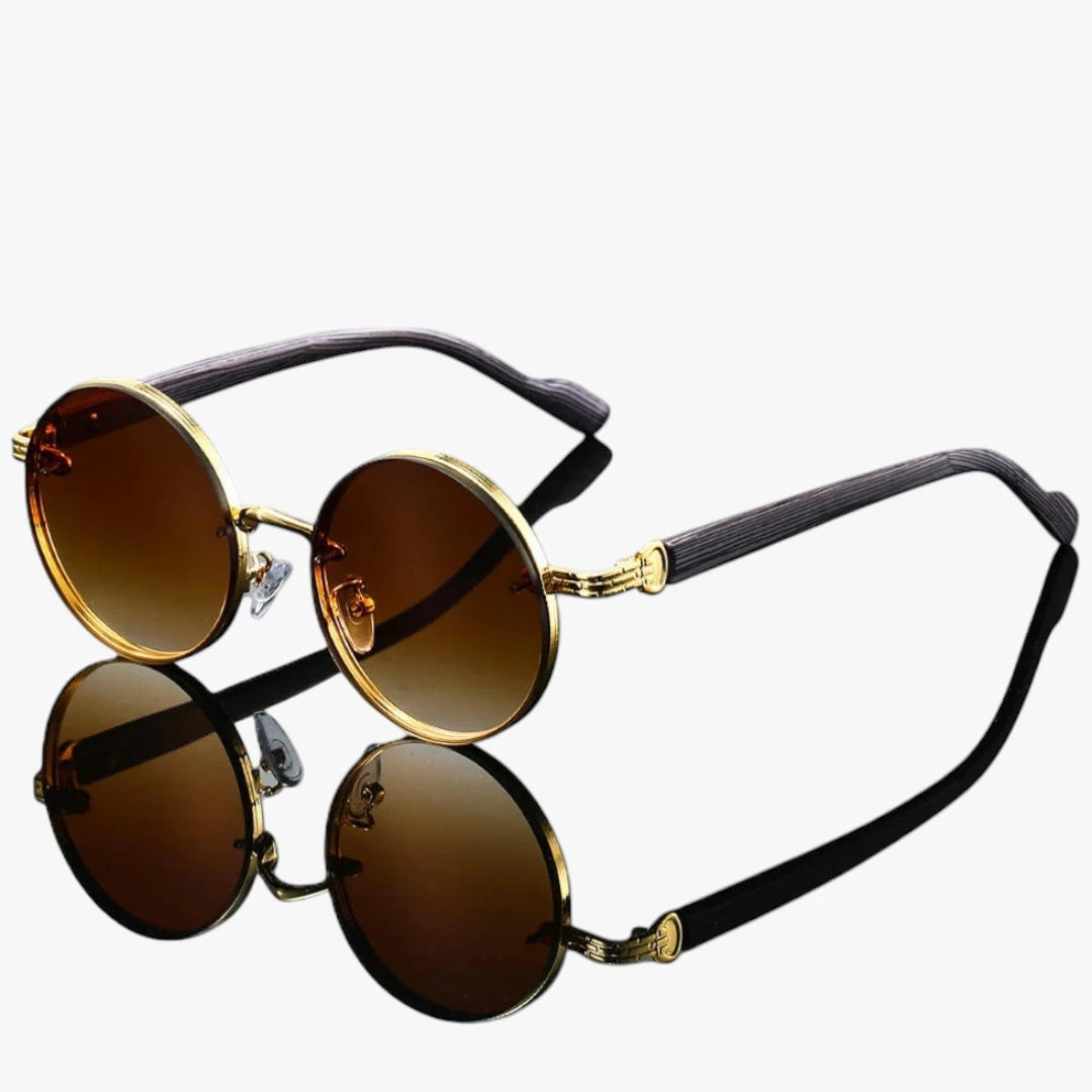Miles & Luna Vintage Round Sunglasses with Gold Frame and Gradient Lenses Unisex