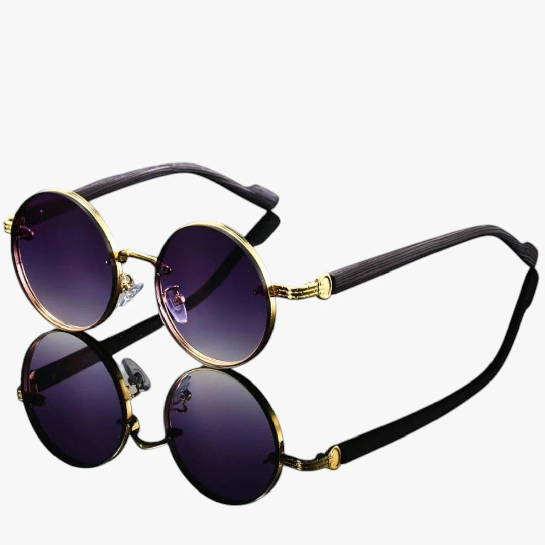 Miles & Luna Vintage Round Sunglasses with Gold Frame and Gradient Lenses Unisex