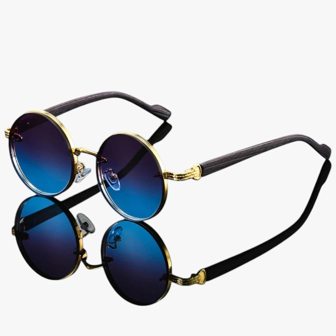 Miles & Luna Vintage Round Sunglasses with Gold Frame and Gradient Lenses Unisex