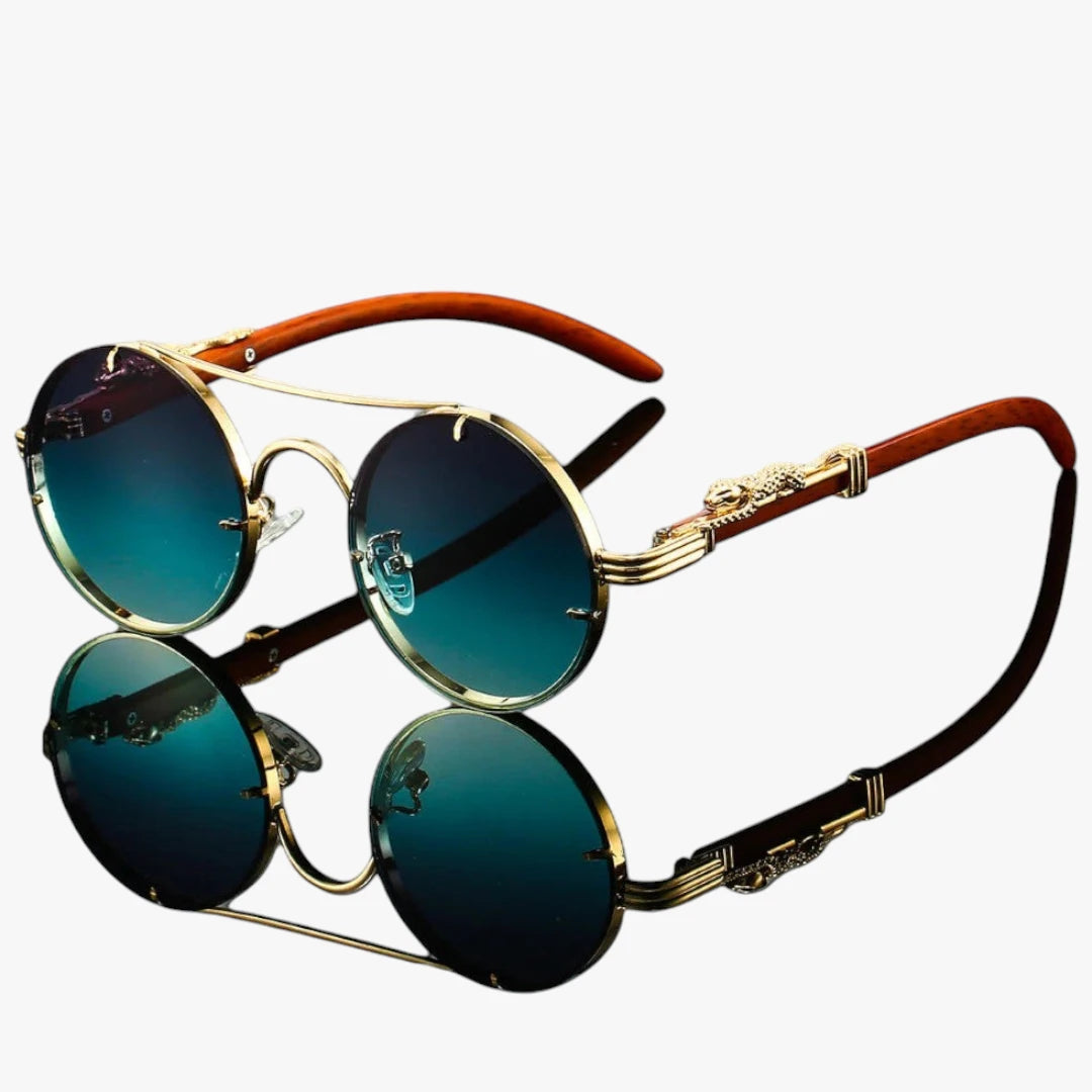Miles & Luna Vintage Round Sunglasses with Gold Frame and Gradient Lenses Unisex