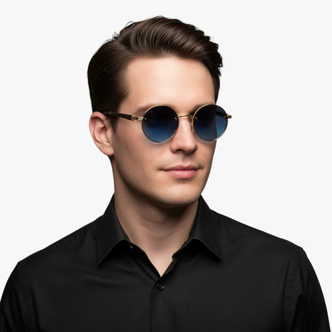 Miles & Luna Vintage Round Sunglasses with Gold Frame and Gradient Lenses Unisex