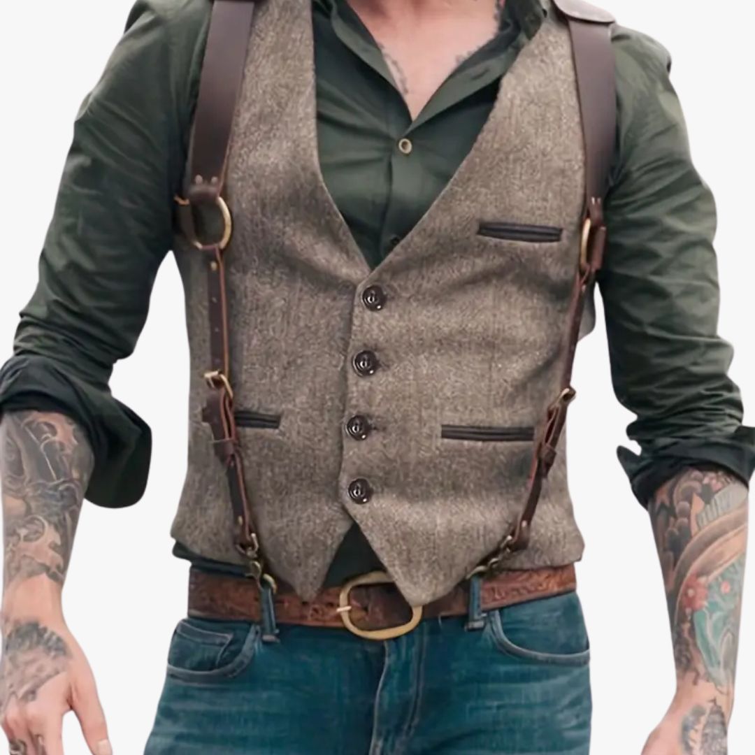 Miles & Luna Vintage V-neck Reversible Vest for Men