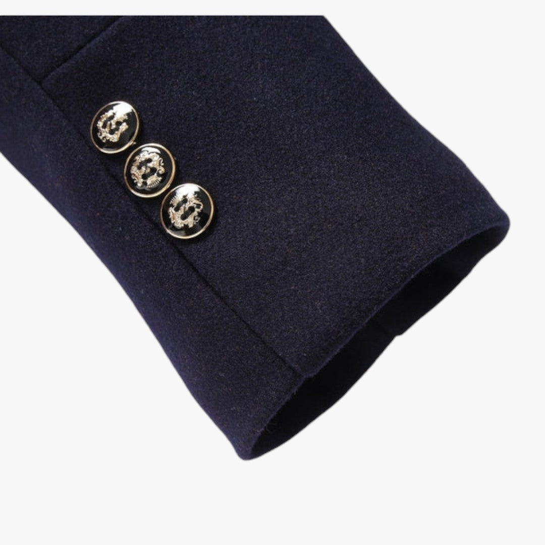 Miles & Luna Warm Long Woolen Double Collar Coat With Buttons For Men