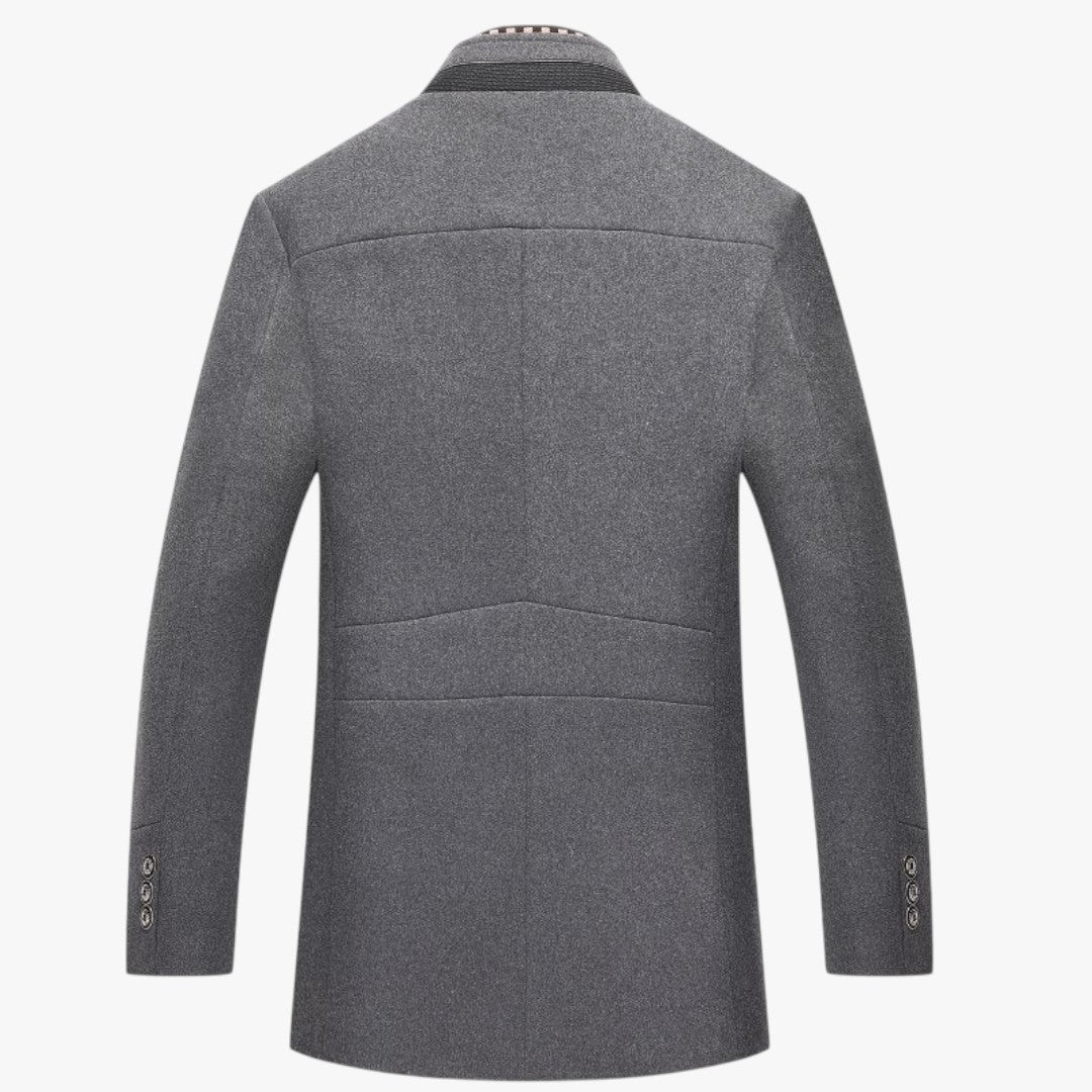 Miles & Luna Warm Long Woolen Double Collar Coat With Buttons For Men