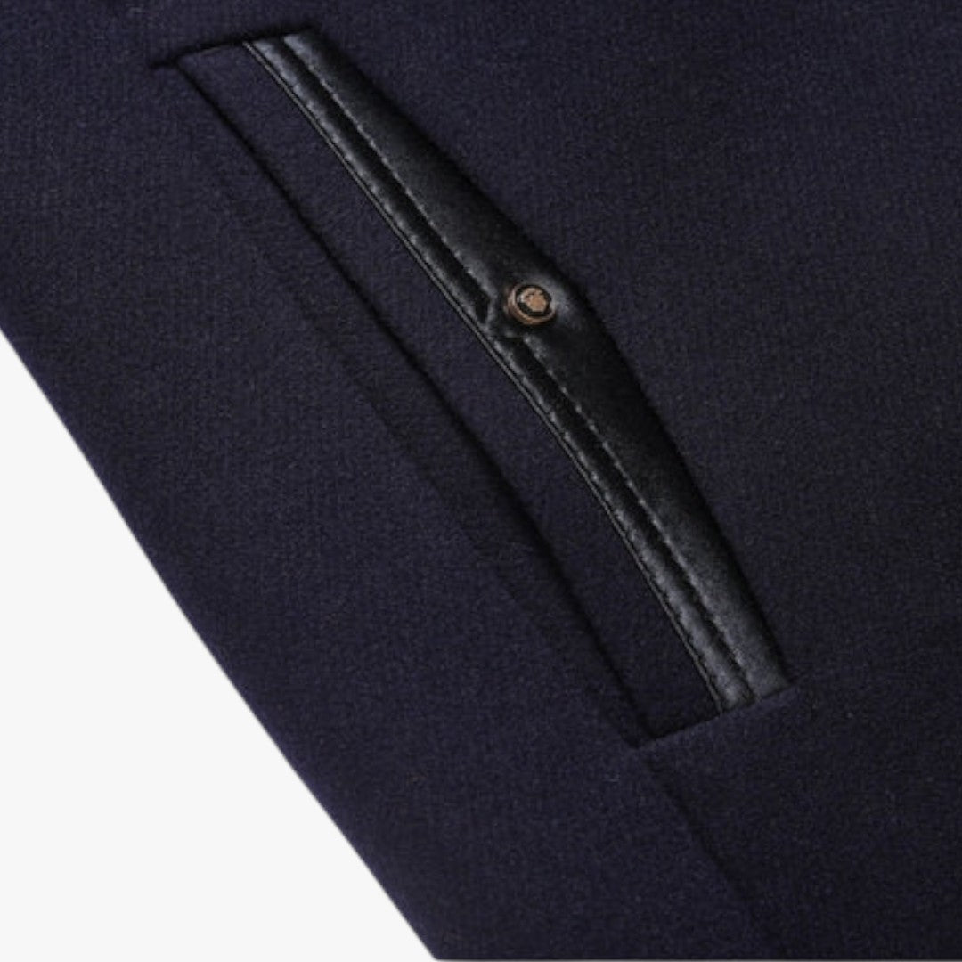 Miles & Luna Warm Long Woolen Double Collar Coat With Buttons For Men