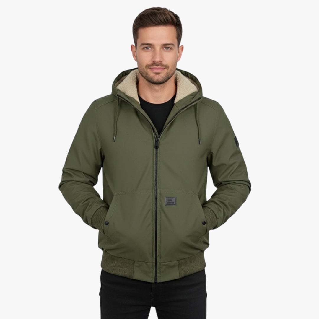 Miles & Luna Warm Winter Bomber Jacket with Classic Zip Design for Men