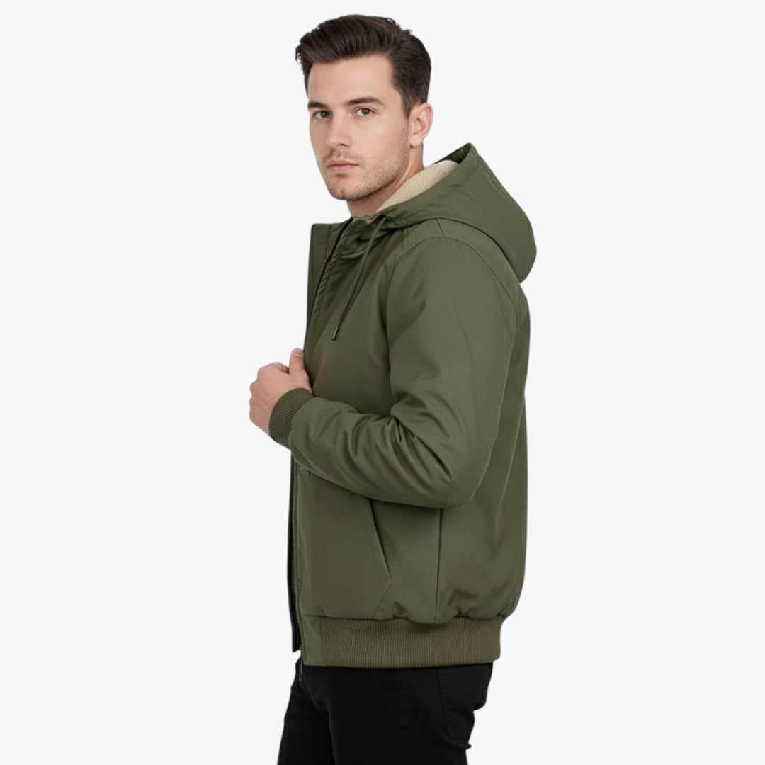 Miles & Luna Warm Winter Bomber Jacket with Classic Zip Design for Men