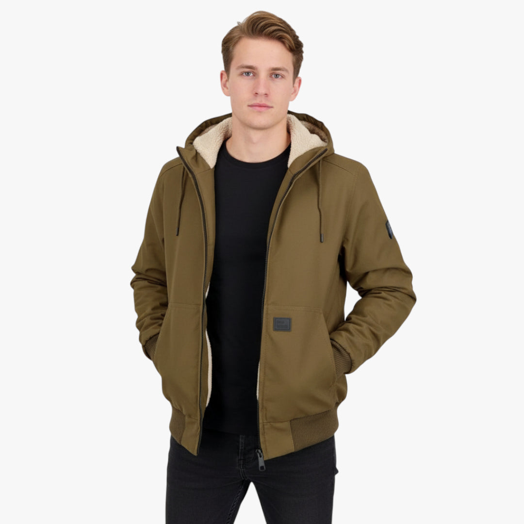 Miles & Luna Warm Winter Bomber Jacket with Classic Zip Design for Men