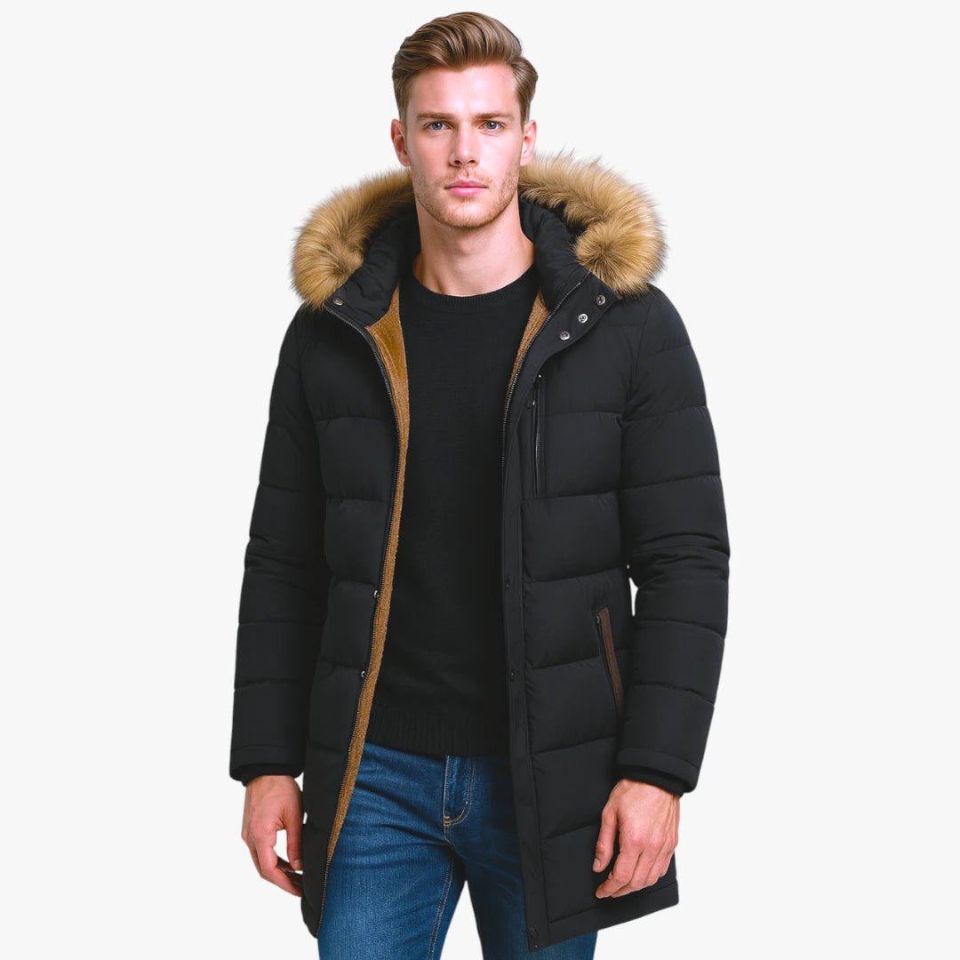 Miles & Luna Waterproof Fleece-Lined Parka Jacket with Warm Insulation for Men