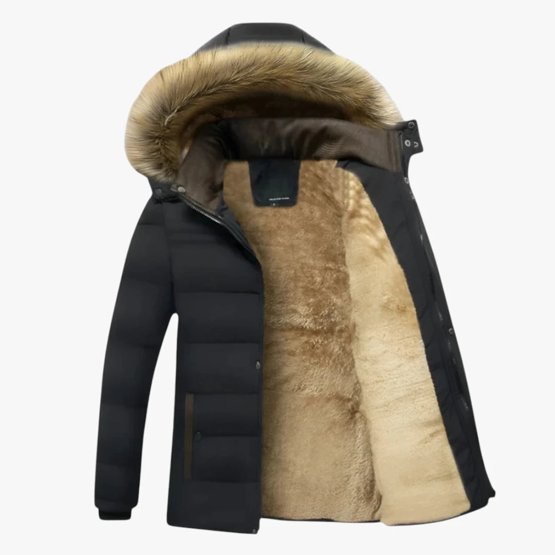 Miles & Luna Waterproof Fleece-Lined Parka Jacket with Warm Insulation for Men
