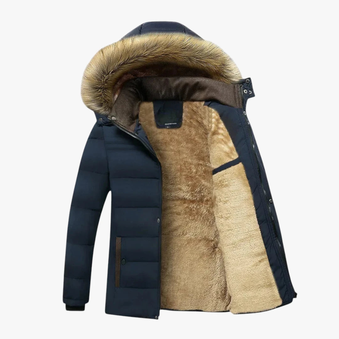 Miles & Luna Waterproof Fleece-Lined Parka Jacket with Warm Insulation for Men