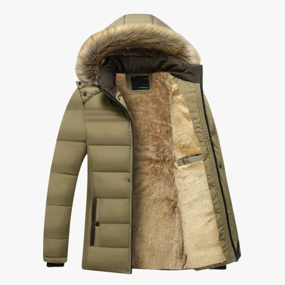 Miles & Luna Waterproof Fleece-Lined Parka Jacket with Warm Insulation for Men