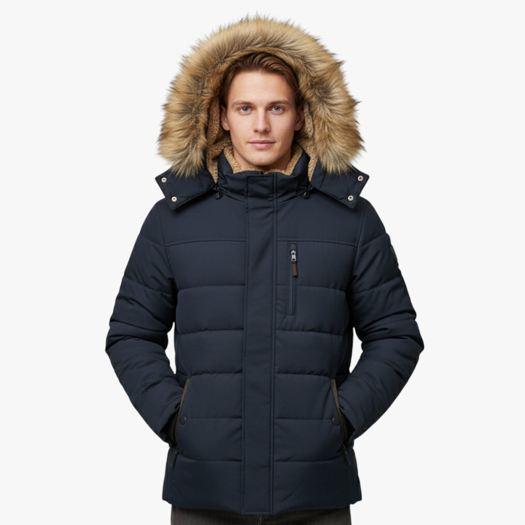 Miles & Luna Waterproof Fleece-Lined Parka Jacket with Warm Insulation for Men