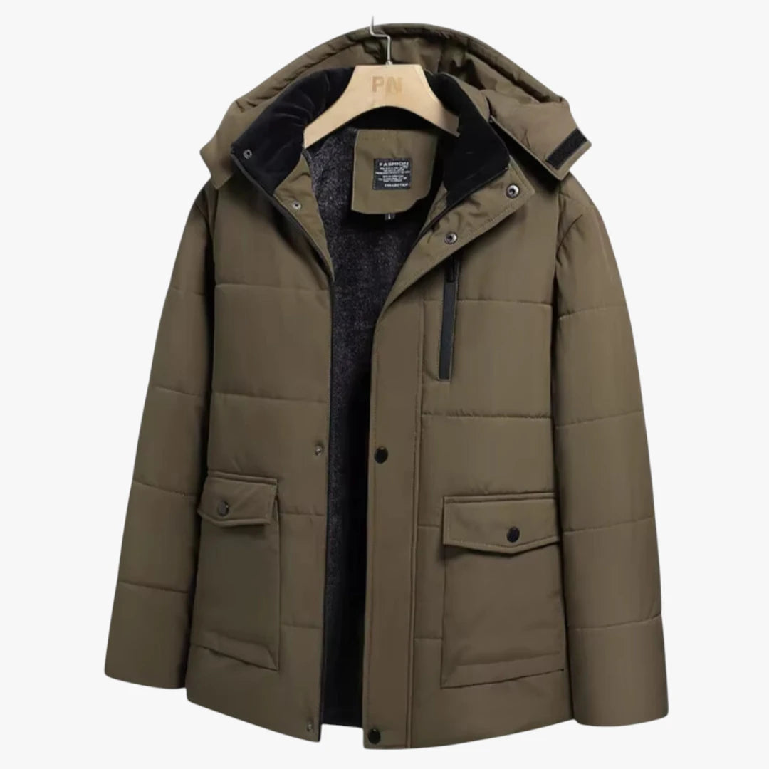 Miles & Luna Waterproof Fleece-Lined Winter Jacket with Warm Insulation for Men