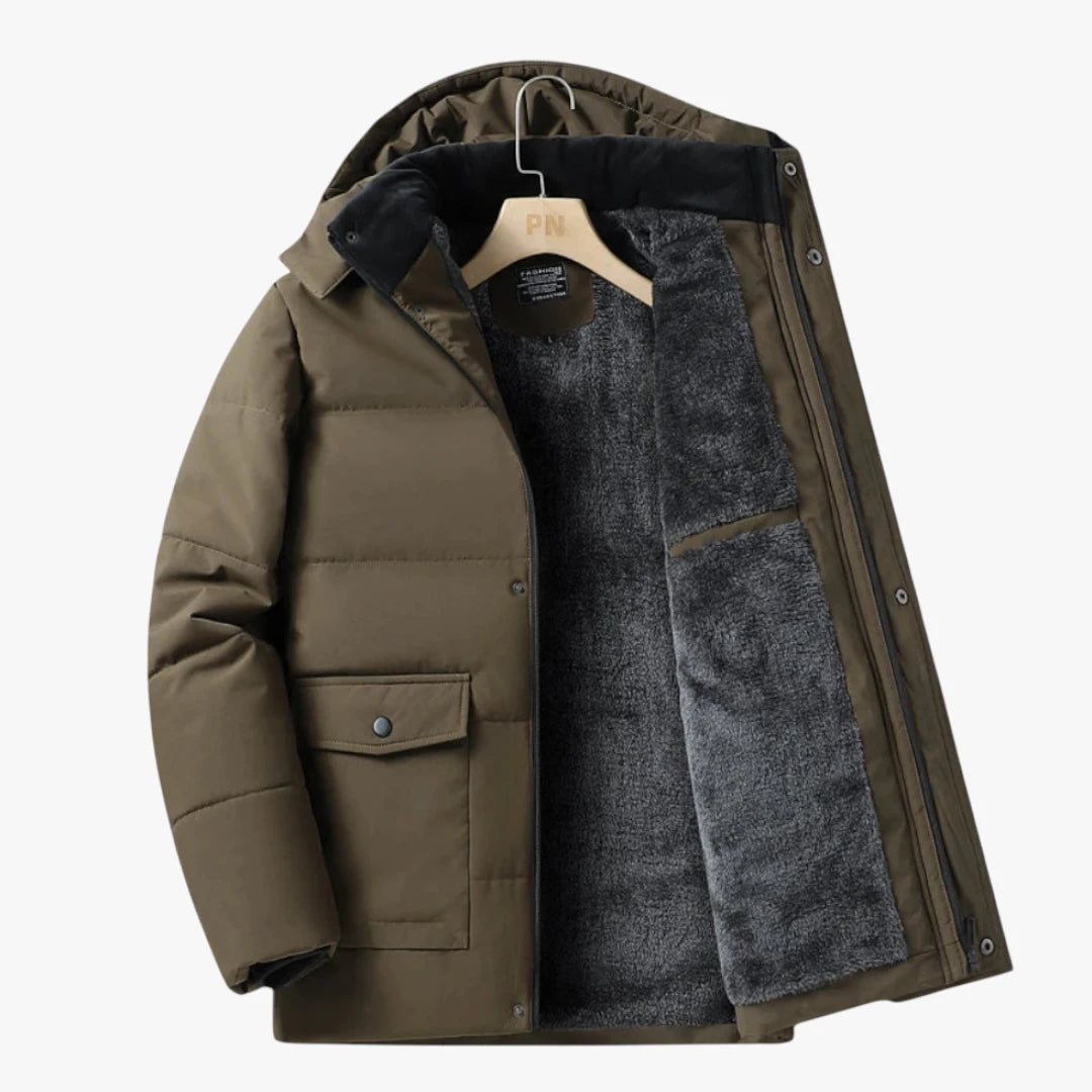 Miles & Luna Waterproof Fleece-Lined Winter Jacket with Warm Insulation for Men