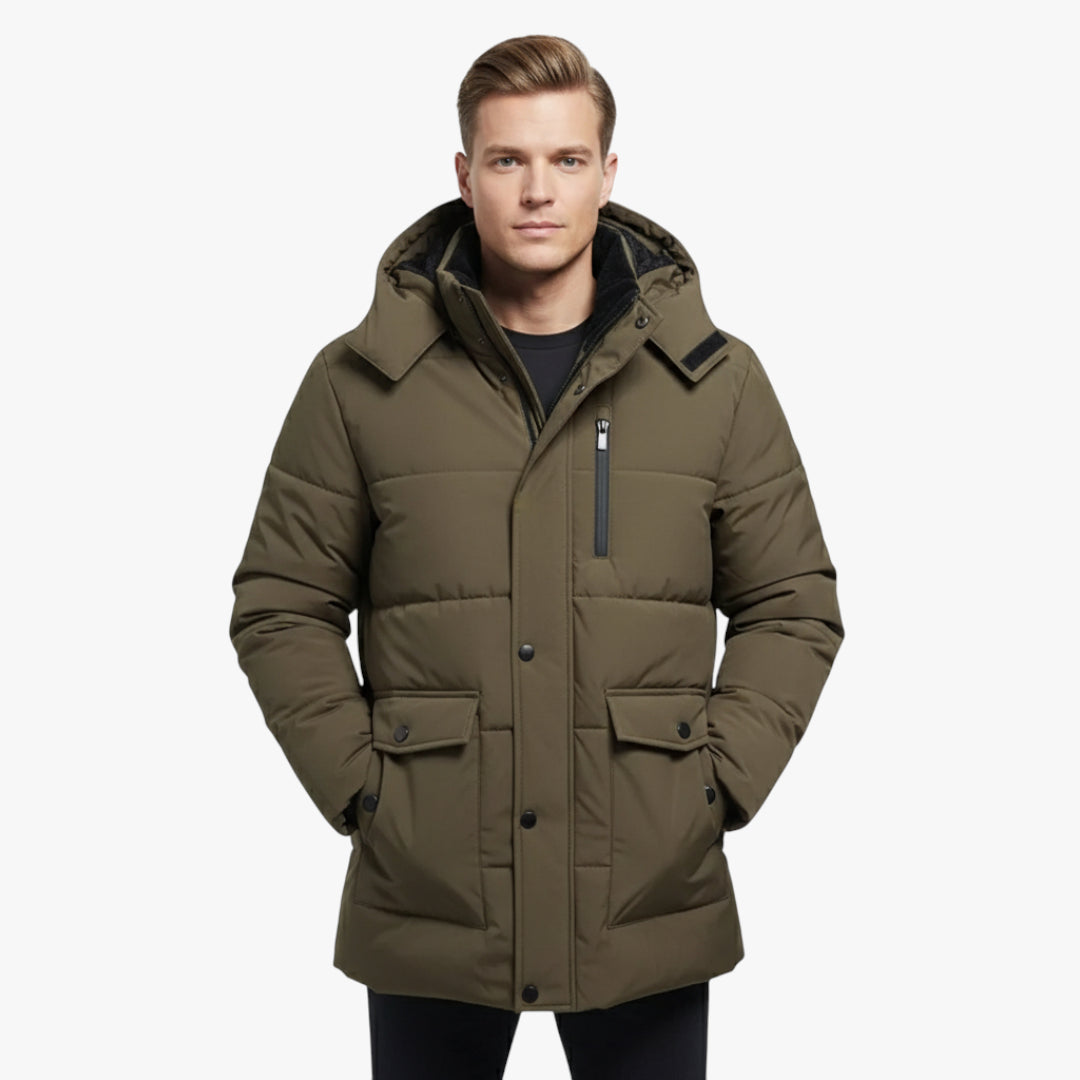Miles & Luna Waterproof Fleece-Lined Winter Jacket with Warm Insulation for Men