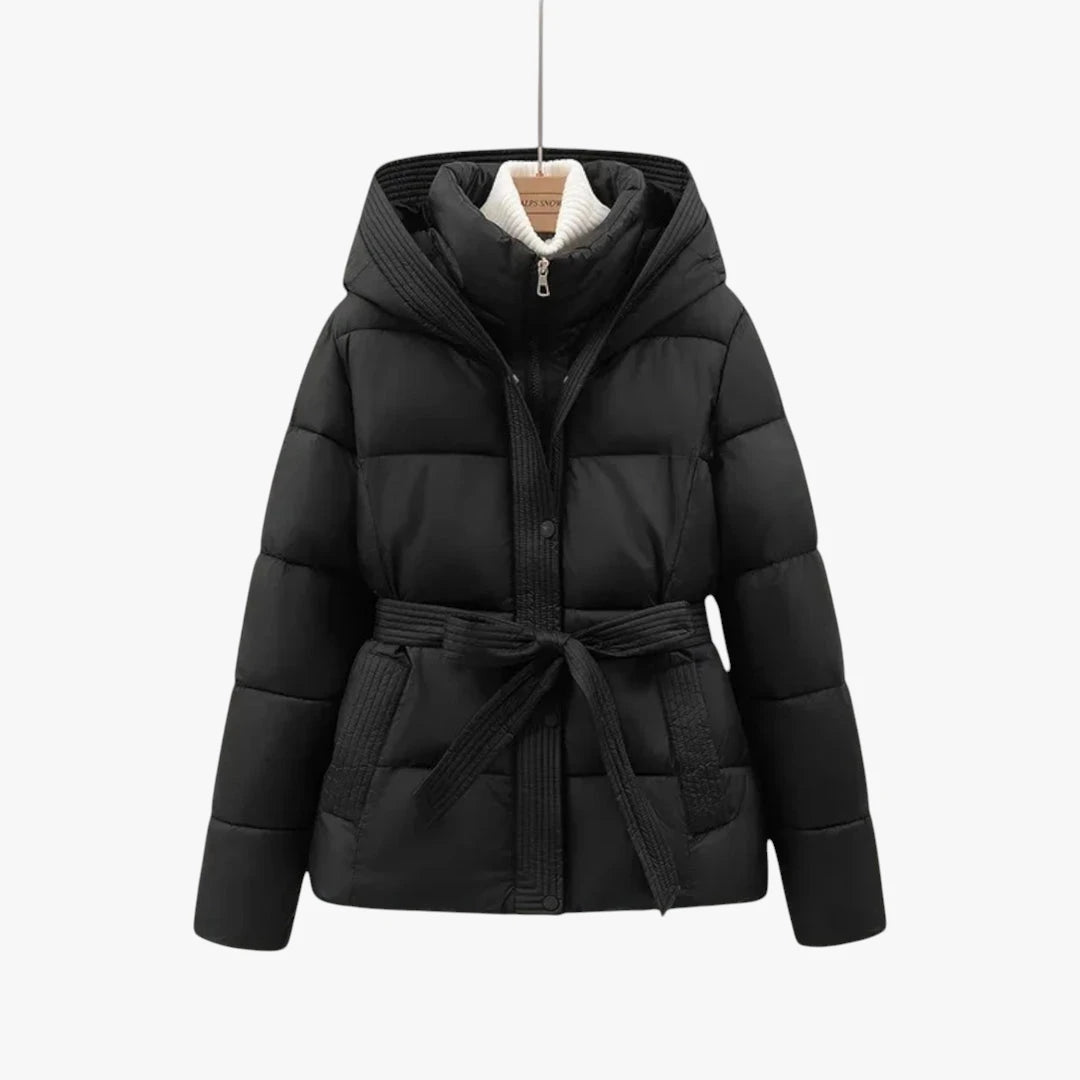 Miles & Luna Winter Parka Belted Coat with Warm Insulation and Chic Style for Women