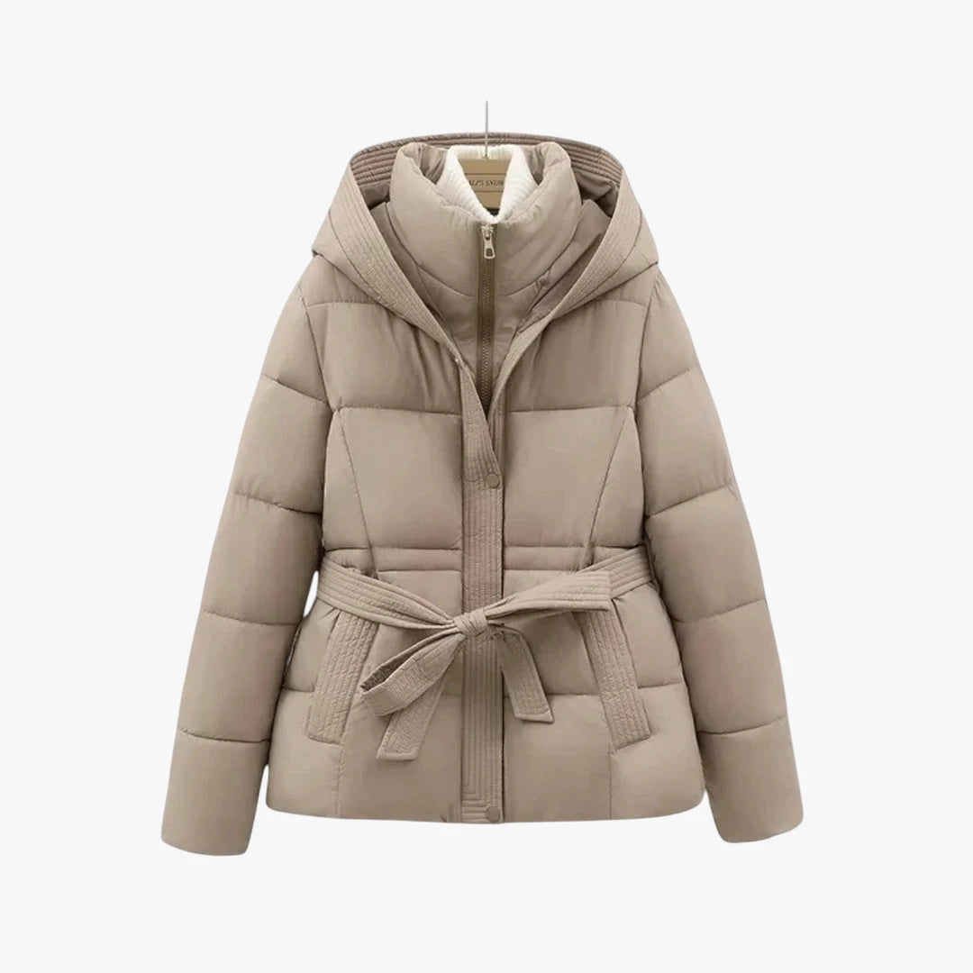 Miles & Luna Winter Parka Belted Coat with Warm Insulation and Chic Style for Women